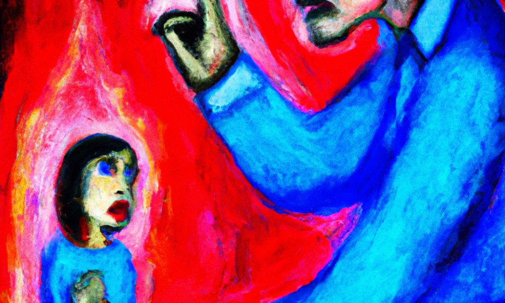 DALL·E 2022-11-06 17.25.04 - a modern painting of of a wicked father violently educating his son.png